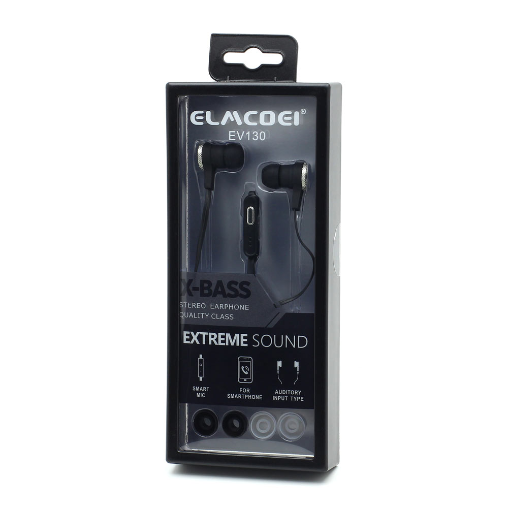 Ενσύρματα ακουστικά Elmcoei Ev130 σε μαύρο χρώμα