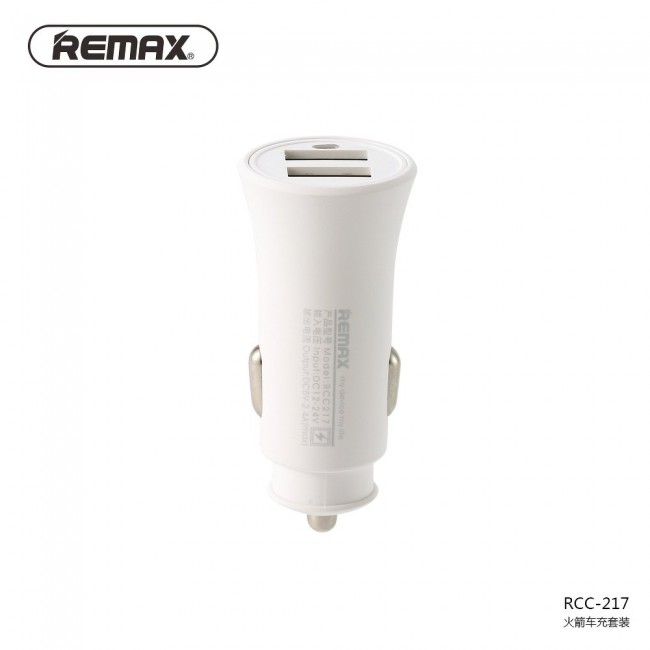 Φορτιστής Αυτοκινήτου Remax Rocket RCC217 2xUSB 2.4A σε λευκό χρώμα