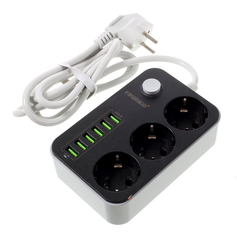 Πολύπριζο με 6 Θύρες USB FINEBLUE F1900