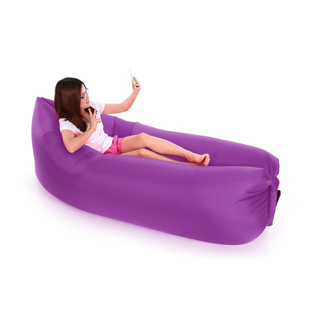 Φουσκωτό Στρώμα & Κάθισμα Ξαπλώστρα Lazy Bag Inflatable Air Sofa 255CM, σε μωβ χρώμα