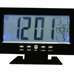 Ρολόι - Ξυπνητήρι με αισθητήρα ήχου, LCD οθόνη & ένδειξη θερμοκρασίας DS-8082, σε μαύρο χρώμα