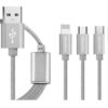 Καλώδιο Φόρτισης Awei CL-970 1.2m 3σε1 Micro USB - USB Type-C - Lightning Fast Charging, σε ασημί χρώμα