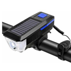 Ηλιακό, αδιάβροχο, επαναφορτιζόμενο φως ποδηλάτου 350lum με κουδούνι 120db LY-17 Μπλε