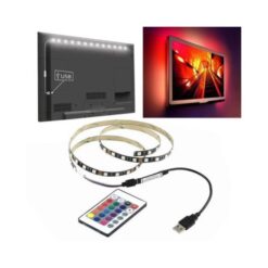 Αδιάβροχη ταινία LED με τηλεχειριστήριο SMD5050 USB (5V) RGB 2x50cm