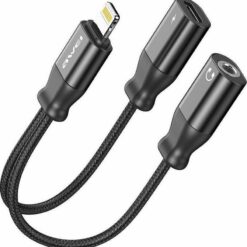 AWEI αντάπτορας Lightning σε Lightning & 3.5mm CL-73, 2A, μαύρος | AW-CL-73