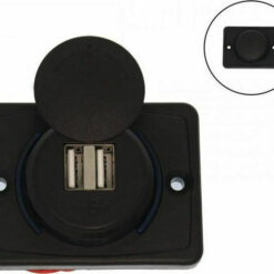 Φορτιστής με 2 θύρες USΒ 12/24V 3.1A και προστατευτικό κάλυμμα μαύρος W05237