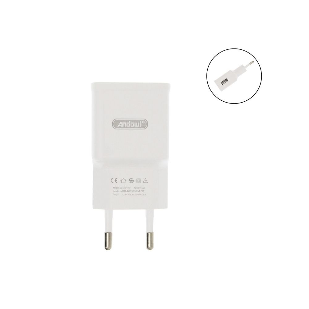 Andowl Φορτιστής Χωρίς Καλώδιο με Θύρα USB-A Λευκός (Q-DC120)