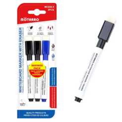 Μαρκαδόροι για Whiteboard με Γόμα 3τεμ. 2 Μαύροι & 1 Μπλε Motarro MC039-3 gforgadget