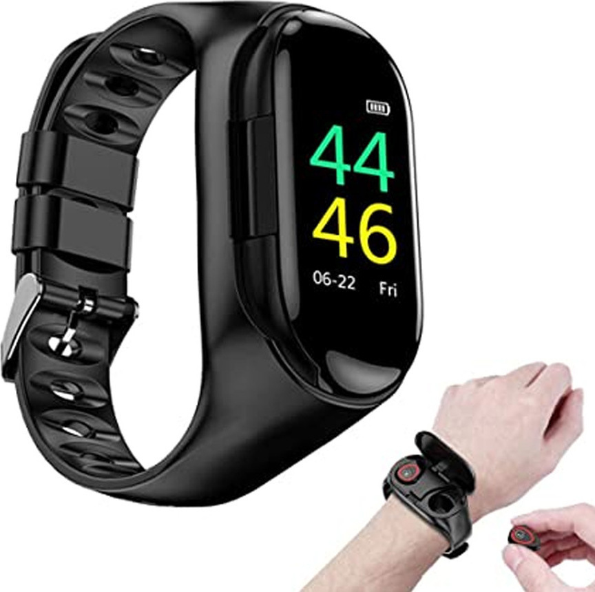 TWS 2in1 M1 Activity Tracker με Παλμογράφο Μαύρο - Image 3