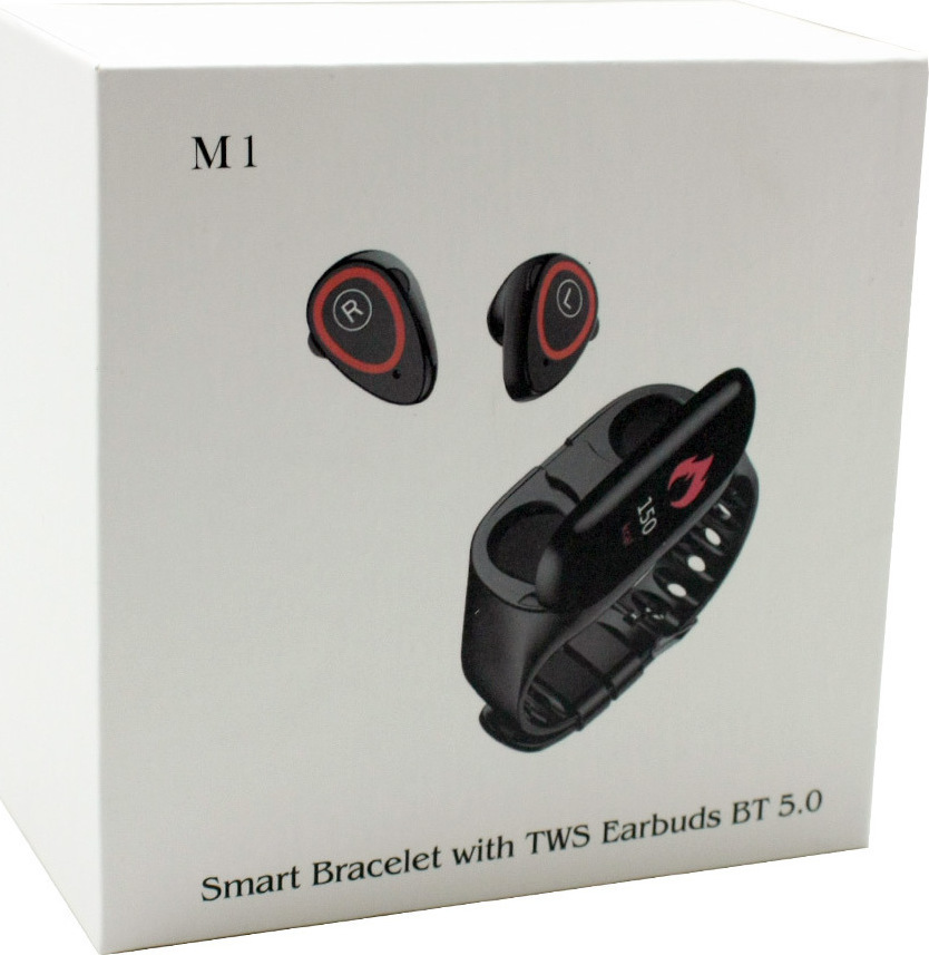TWS 2in1 M1 Activity Tracker με Παλμογράφο Μαύρο - Image 4
