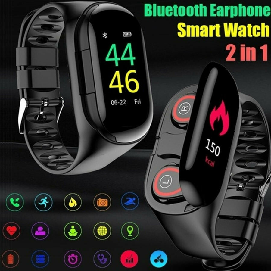 TWS 2in1 M1 Activity Tracker με Παλμογράφο Μαύρο - Image 5