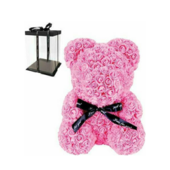 Αρκουδάκι Από Τεχνητά Τριαντάφυλλα Ροζ 40cm - 10808