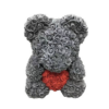 Αρκουδάκι Από Τεχνητά Τριαντάφυλλα Γκρι Με Κόκκινη Καρδιά 40cm