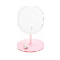 Επαναφορτιζόμενος στρογγυλός LED καθρέφτης μακιγιάζ ροζ Q-T99 ANDOWL