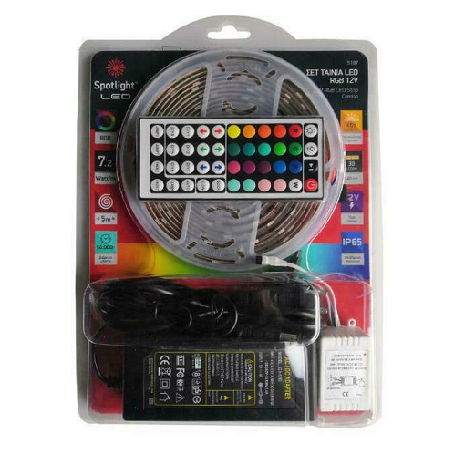 Πλήρες Σετ LED RGB Αδιάβροχης Αυτοκόλλητης Ταινίας 12V με Tροφοδοτικό SMD5050