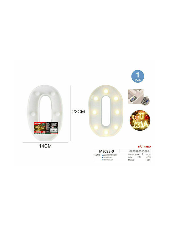 LED Φως Με Αριθμό Μηδέν 22x14cm - Image 3