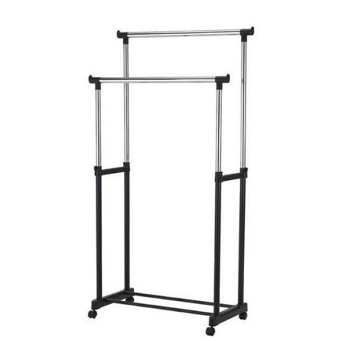Διπλή φορητή κρεμάστρα ρούχων Double pole telescopic clotchesrack 75x40,50x152cm(6806) Inox