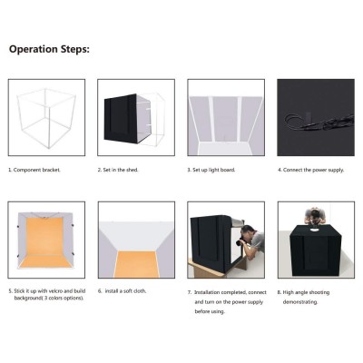 Puluz Photo Box with LED Light Φωτιζόμενο με Πολλαπλά Backround 80x80x80cm - Image 4
