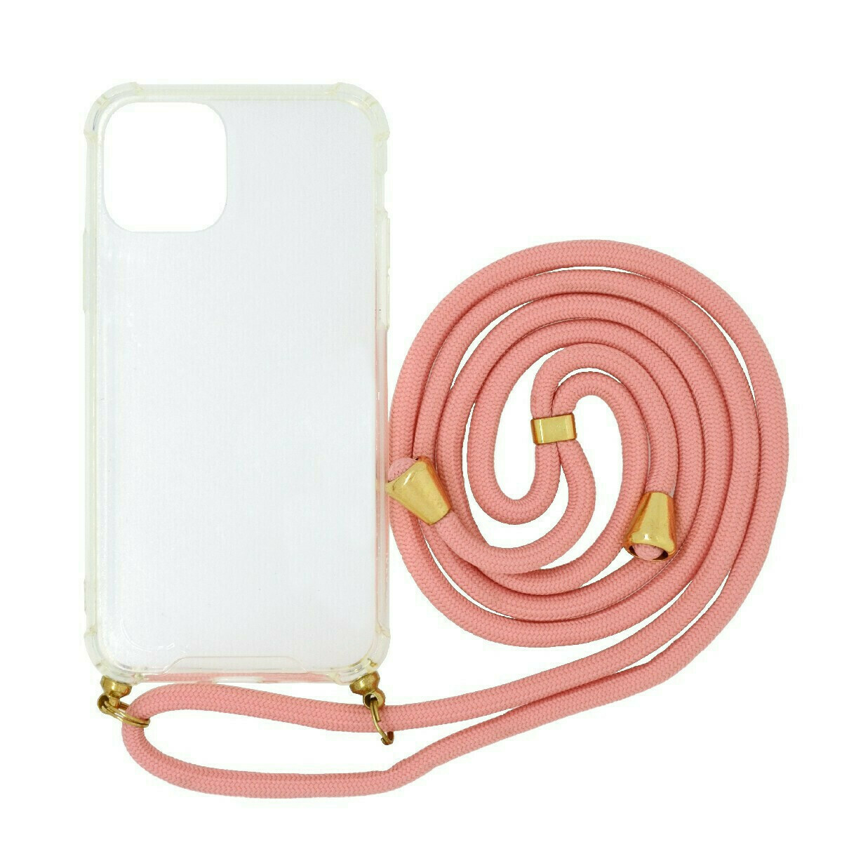 Crossbody Back Cover Σιλικόνης Διάφανη με Κορδόνι Ροζ (Apple iPhone 13 Pro) oem