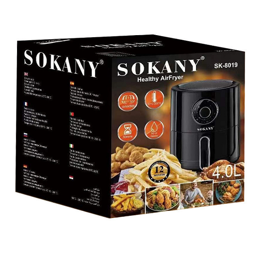 Sokany SK-8019 Φριτέζα Αέρος με Αποσπώμενο Κάδο 4lt Μαύρη
