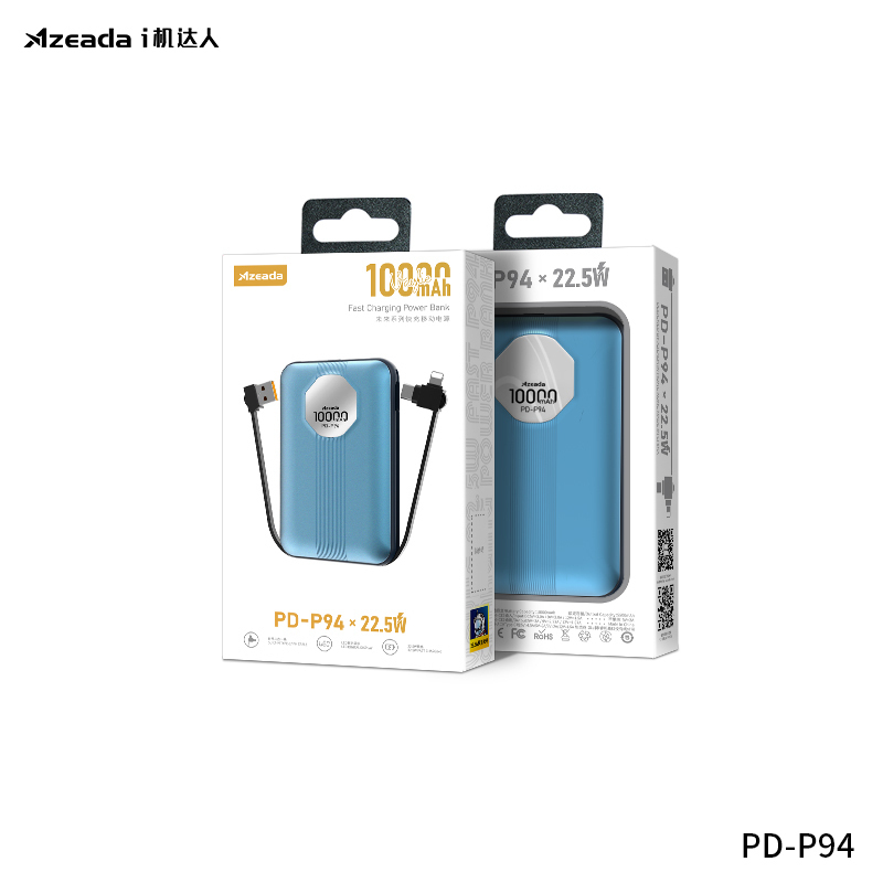 Proda PD-P94 Power Bank 10000mAh 22.5W με Θύρα USB-C Power Delivery / Quick Charge 3.0 Μπλε - Image 2