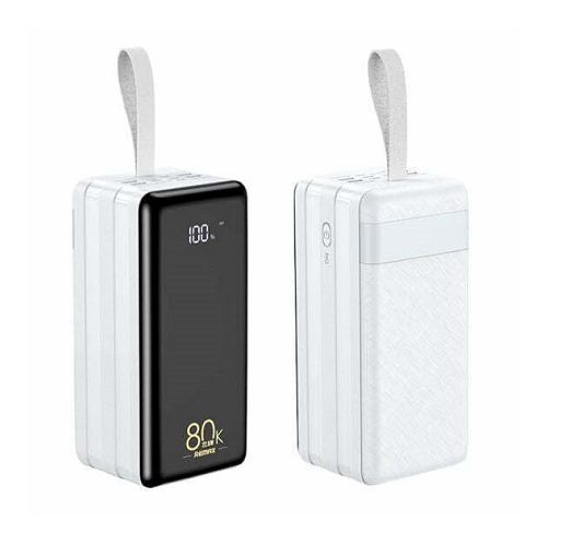 REMAX RPP-291 80000mAh PD 20W + QC 22.5W FAST CHARGING POWER BANK WITH LED LIGHT, White/Black