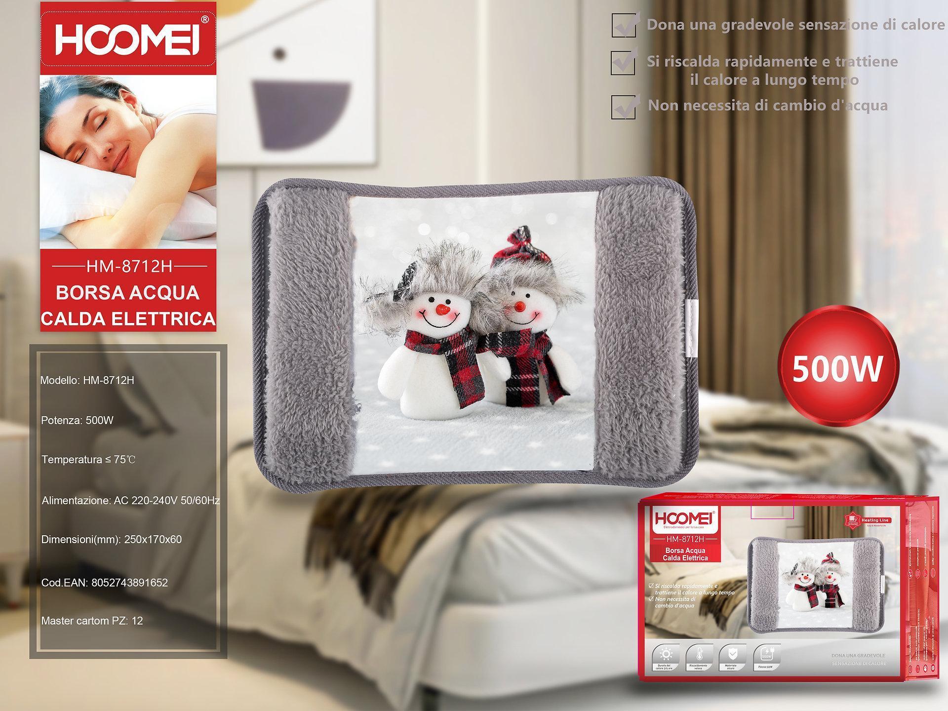 Ηλεκτρική Θερμοφόρα Γενικής Χρήσης 500W Hoomei HM-8712H Χιονάνθρωποι Γκρι - Image 2