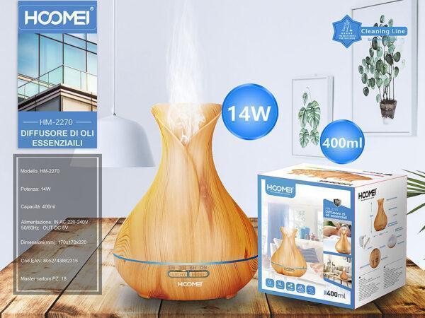 Συσκευή για Αρωματοθεραπεία 14W 400ml Hoomei HM-2270 Wood