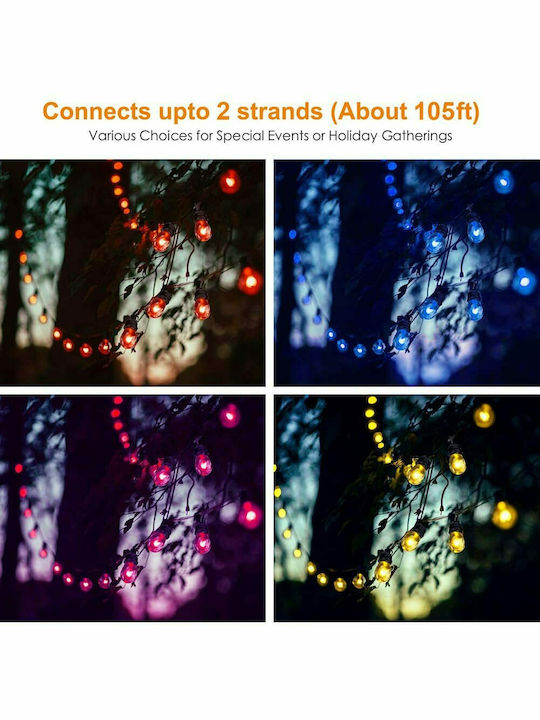 Αδιάβροχη Γιρλάντα Εξωτερικού Χώρου RGB Με 15 led λάμπες 48ft και χειριστήριο SL-030 - Image 2