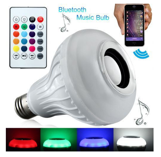Λάμπα LED με Ηχείο Bluetooth και Ασύρματο Χειριστήριο RGBW για Ντουί E27 RGBW 1000lm 60681