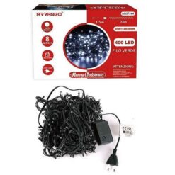 400 Χριστουγεννιάτικα Λαμπάκια LED Λευκά 28μ σε Σειρά με Πράσινο Καλώδιο εσωτερικού χώρου Arrango AN57244