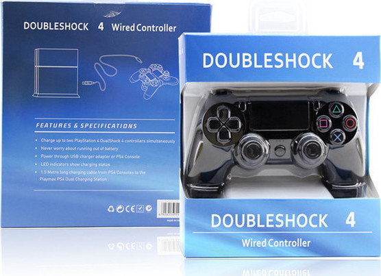 ΕΝΣΥΡΜΑΤΟ ΧΕΙΡΙΣΤΗΡΙΟ DOUBLELSHOCK 4 ΓΙΑ ΤΟ PS4 ΜΑΥΡΟ (OEM) - Image 2