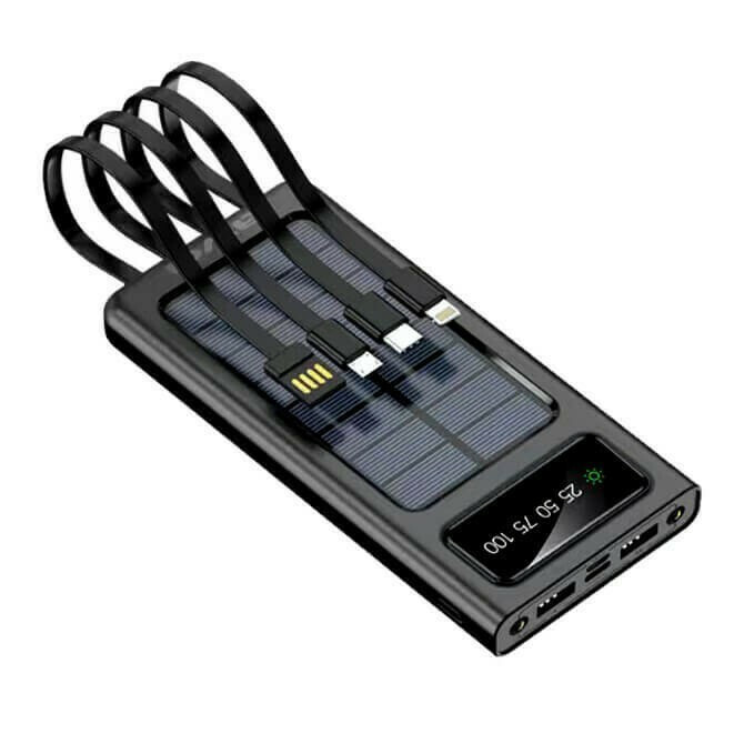 Awei P130K Ηλιακό Power Bank 10000mAh με 2 Θύρες USB-A και Θύρα USB-C Quick Charge 3.0 Μαύρο