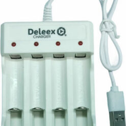 USB Φορτιστής 4 Μπαταριών Ni-Cd/Ni-MH Μεγέθους AA/AAA σε Λευκό χρώμα