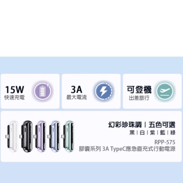 Remax RPP-575 Capsule Power bank 3Α Type-C 3000mAh Μπλε