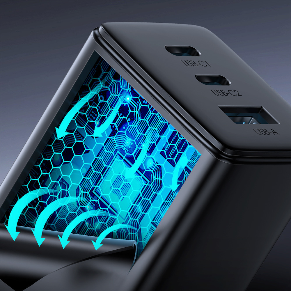 Joyroom (TCG01) Φορτιστής με Θύρα USB-A και 2 Θύρες USB-C και Καλώδιο USB-C 65W Power Delivery Μαύρο