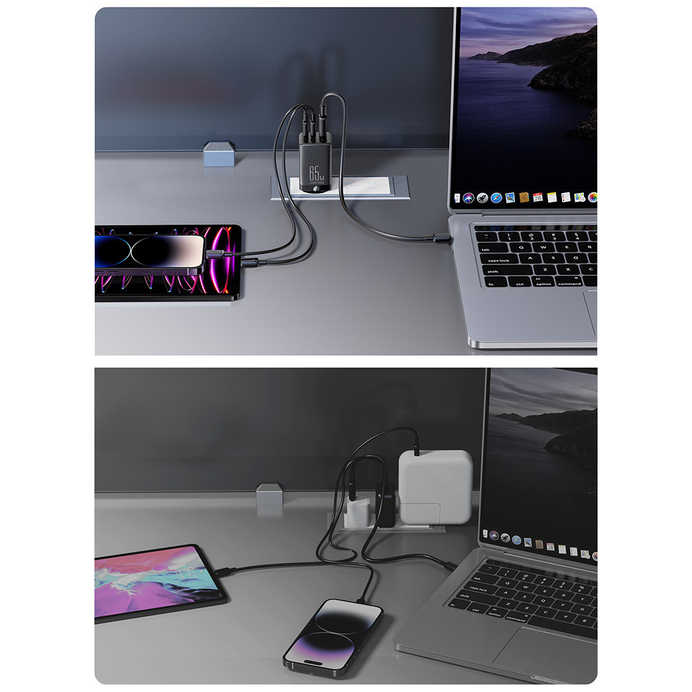 Joyroom (TCG01) Φορτιστής με Θύρα USB-A και 2 Θύρες USB-C και Καλώδιο USB-C 65W Power Delivery Μαύρο