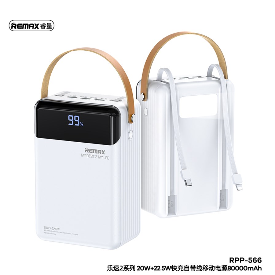 Remax RPP-566 Power Bank Γρήγορης Φόρτισης 22,5W 80000mAh Λευκό