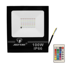 Αδιάβροχος προβολέας LED 100W με τηλεχειριστήριο 4000LM 220V RGB IP66 Jortan TP100WRGB