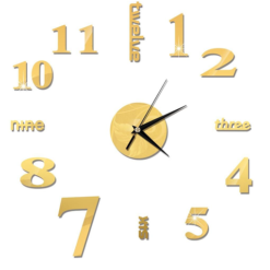 Αυτοκόλλητο ρολόι τοίχου 3D DIY 50-120cm ZH015 χρυσό