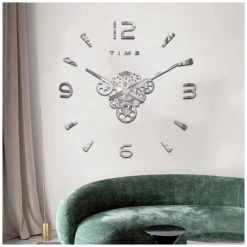 Αυτοκόλλητο ρολόι τοίχου 3D DIY 60-120cm ZH03410 ασημί