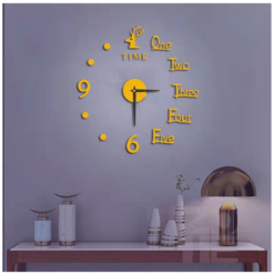 Αυτοκόλλητο ρολόι τοίχου 3D DIY 60-120cm ZH38610 χρυσό