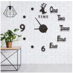 Αυτοκόλλητο ρολόι τοίχου 3D DIY 60-120cm ZH38610 μαύρο