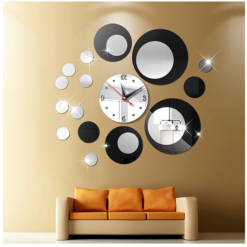 Αυτοκόλλητο ρολόι τοίχου 3D DIY καθρέπτης ZH1743 μαύρο