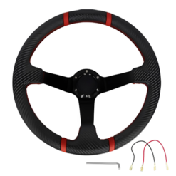 Αγωνιστικό τιμόνι αυτοκινήτου Carbon με διάμετρο 35cm & κόρνα HW-0032 μαύρο κόκκινο