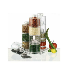 Περιστρεφόμενη βάση μπαχαρικών με πλαστικές θήκες 12 τεμάχια Spice Tower Carousel