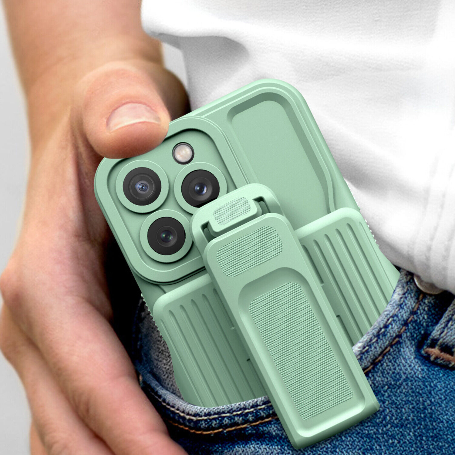 Αντικραδασμική θήκη για iPhone 12 Pro Max Armor Back Clip Holder Κόκκινο