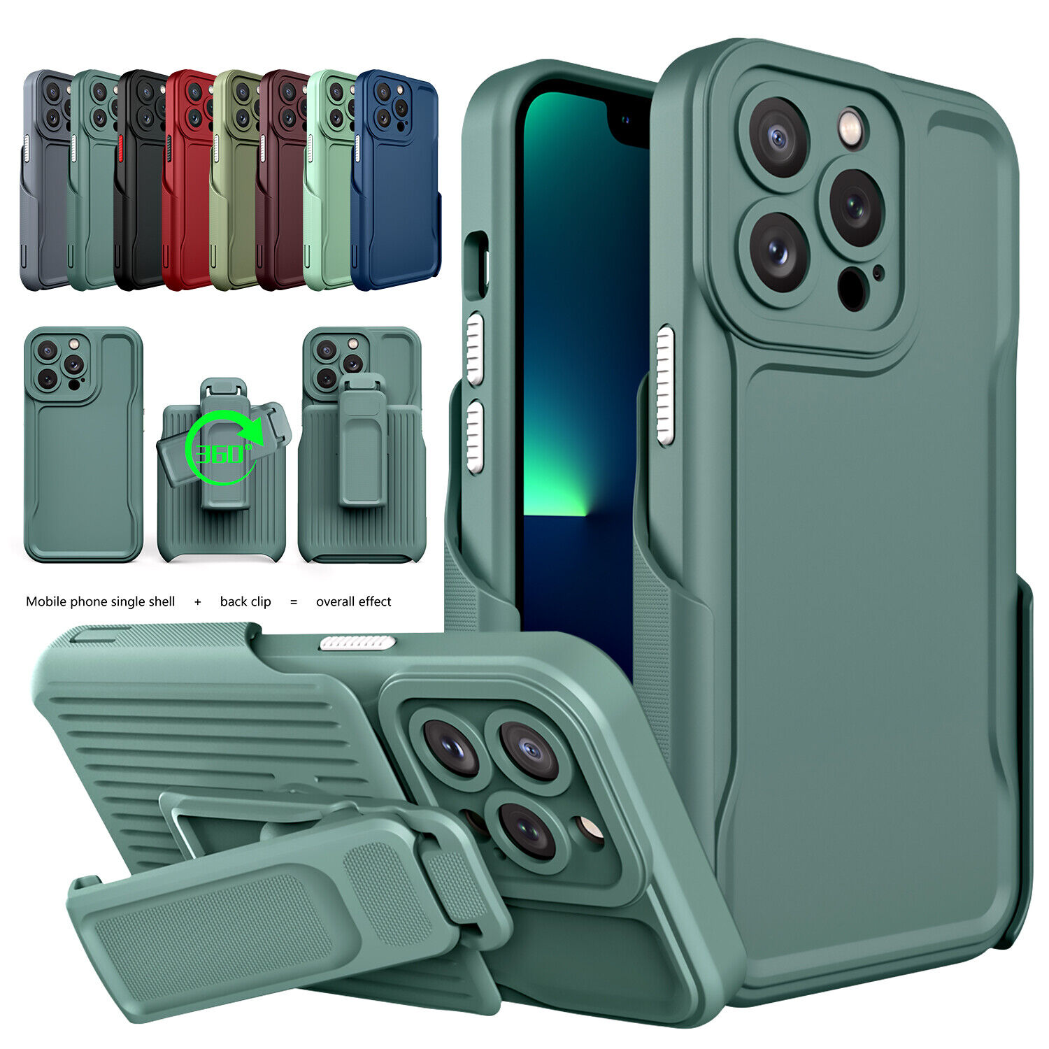 Αντικραδασμική θήκη για iPhone 11 Pro Armor Back Clip Holder Army Green