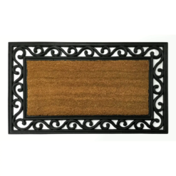 Χαλάκι πόρτας από καουτσούκ & κοκοφοίνικα - 45x75cm Μαύρο