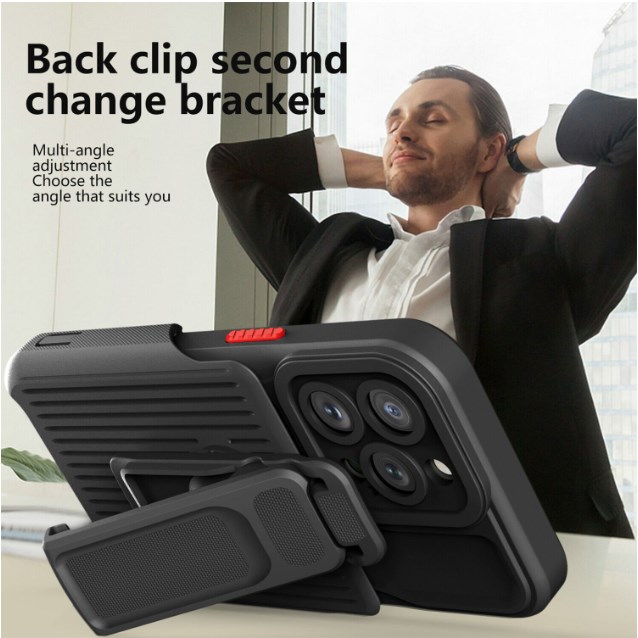 Αντικραδασμική θήκη για iPhone 12 Pro Armor Back Clip Holder Κόκκινο